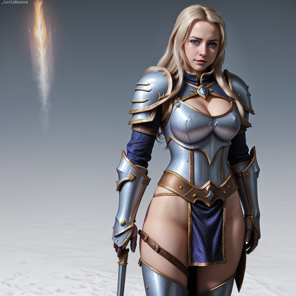 sexy jaina proudmoore with a plate armor