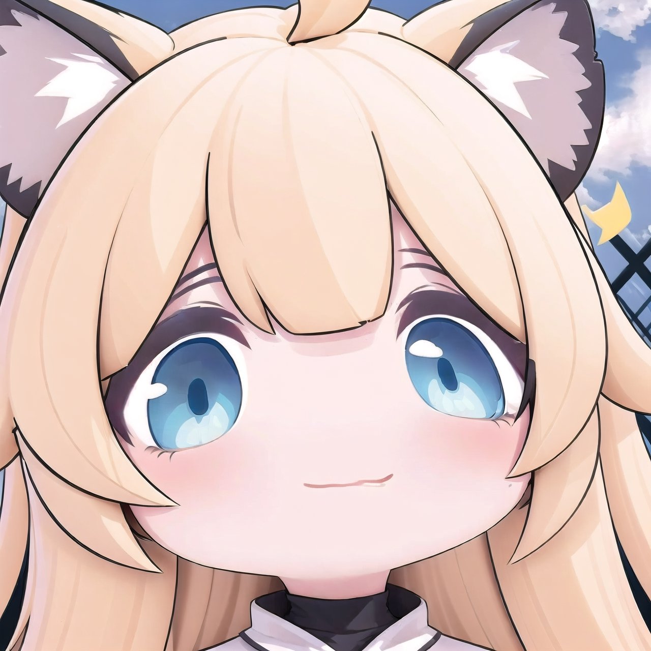 (masterpiece), 1girl, chibi, character sheet, blonde hair, blue eyes, long hair, tiger orange ears,chibi