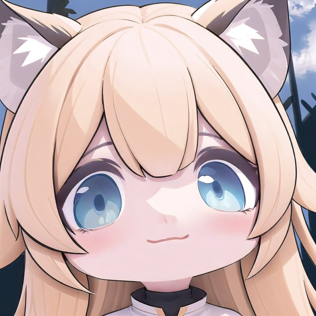 (masterpiece), 1girl, chibi, character sheet, blonde hair, blue eyes, long hair, tiger orange ears,chibi