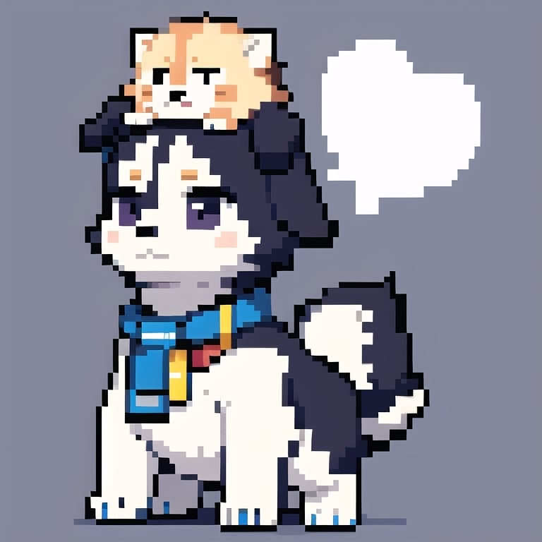 (masterpiece), pixels, pixel arts, chibi, solo, (1dog), looking away,