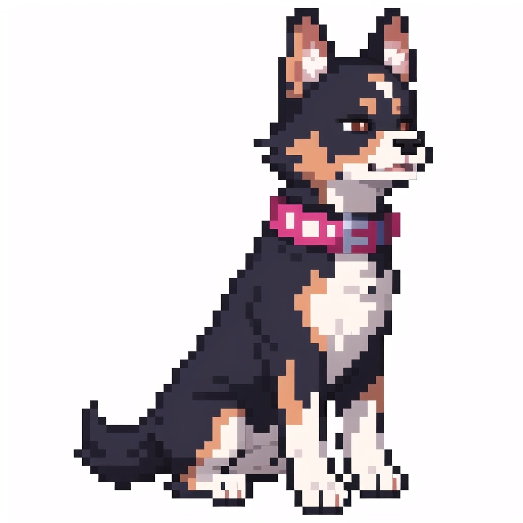 (masterpiece), pixels, pixel arts, solo, (1dog),, looking away,white background,