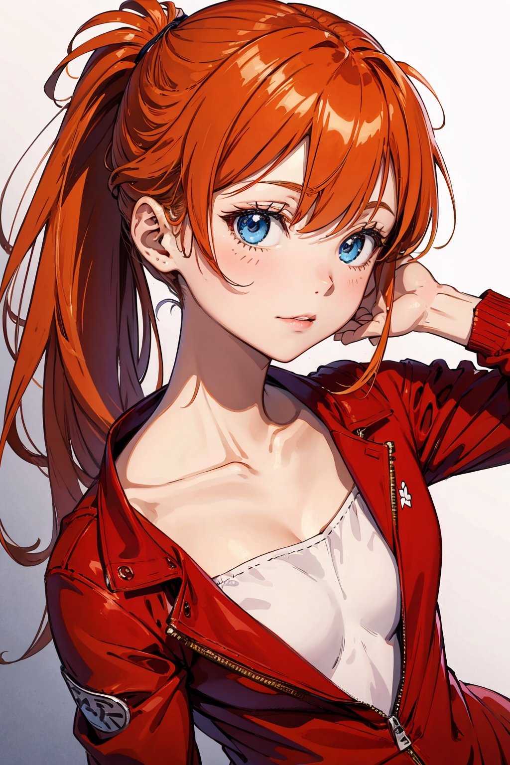 Prompt
Asuka Langley, teenage girl, 2 ponytail hair . Orange hair, with bangs, in a red suit, petite body , perfect body, pretty face, blue eyes, high quality image