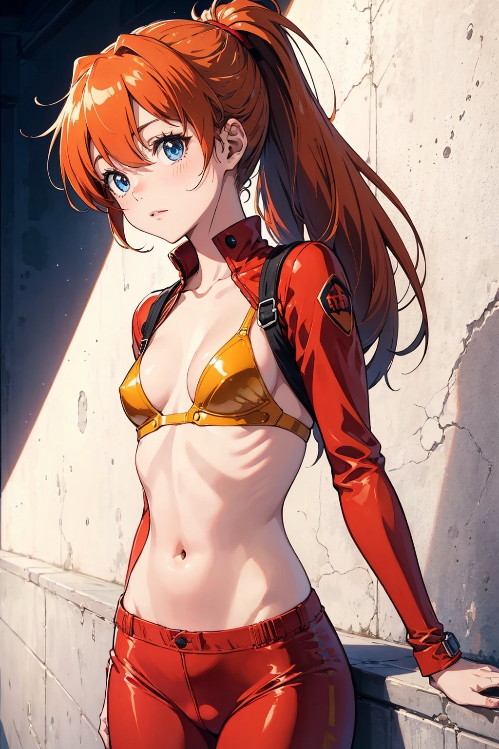 Prompt
Asuka Langley, teenage girl, 2 ponytail hair . Orange hair, with bangs, in a red suit, petite body , perfect body, pretty face, blue eyes, high quality image