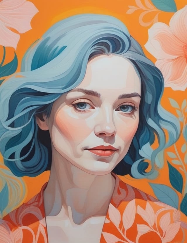 Create a vivid gouache art piece, portraying a 60-year-old French woman with fair skin and straight, wavy hair. Focus on a close-up of her face, intricately capturing details in the style of gouache art. Draw inspiration from the vibrant works of Lisa Congdon in gouache, gouache art by Audrey Kawasaki, and the delicate style of Agnes Cecile in gouache paintings. Craft a superior gouache art piece that seamlessly blends these influences into an outstanding portrayal.

