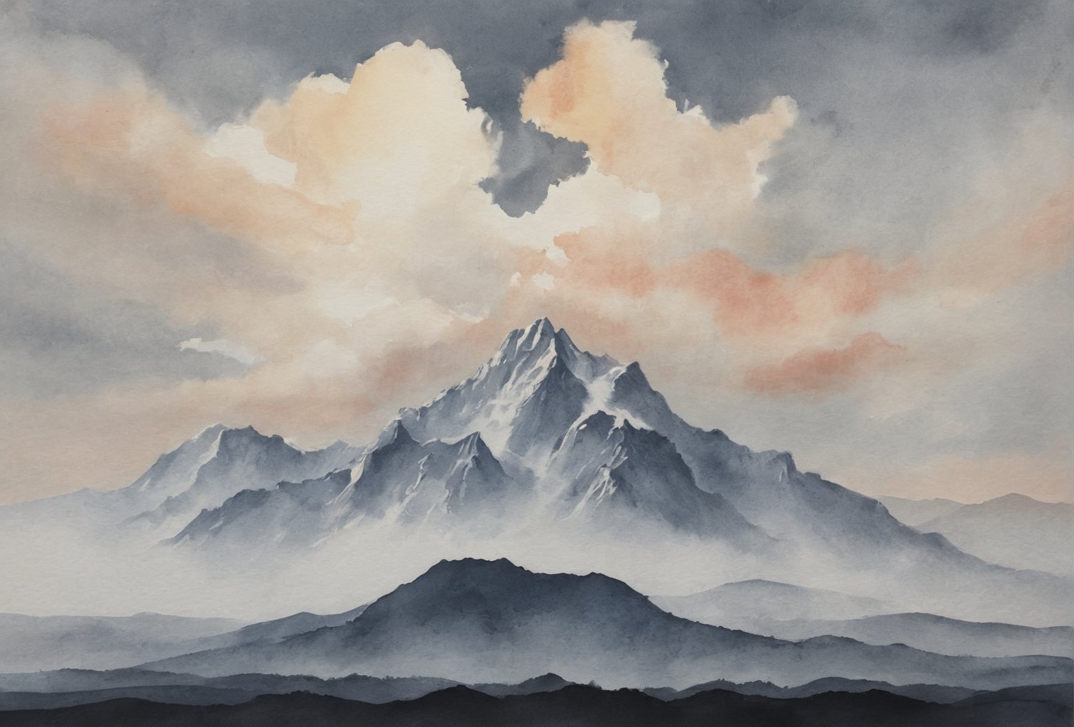 Start with the sky: use a soft bristled brush to create dense gray clouds. Use gray watercolor or gouache, mixed lightly with white to add dimension. Next, color the edges of the clouds red: use red mixed with orange to simulate the glow from the sun. Smoothly transition from gray to red. Sun: Paint a small circle of golden color at the edge of the clouds, making it more intense in the center and paler towards the edges. Mountains in the distance: Go with dark gray and a hint of blue to create the look of distant mountains. Mark the contours of industrial structures and buildings with thin lines using white paint or a thin pencil. Nearby Mountains: Use darker shades of gray to make them stand out against the distant mountains. Also add shadows of the clouds to show that they are closer. Outline industrial forms darker to show their outlines. Front exposed black mountains: use black paint for definition and definition of the lines. Leave small shiny dots or near the outline of the building to show that there is industry there, even if it is hard to see.