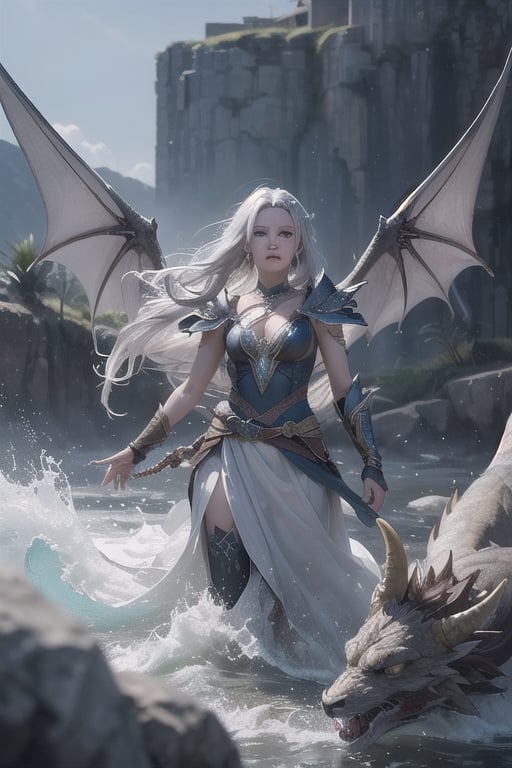 Aeloria is a powerful dragon sorceress in the realm of Aetheria. With her long silver hair flowing in the wind,  she possesses an air of elegance and mystery. Her goal is to protect The Tempest,  the mythological creature,  from the relentless pursuit of Lyra and Elara.