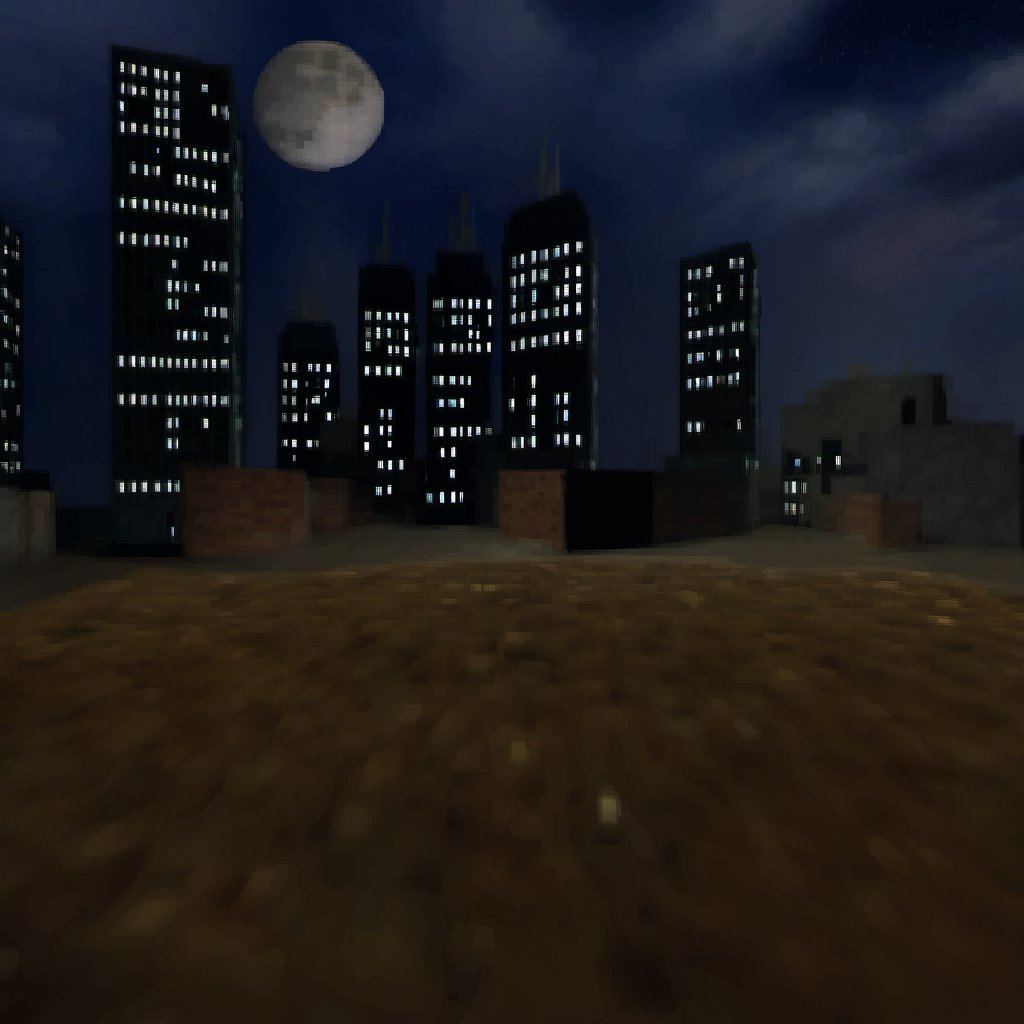 city, night, moon, sky, dirt,