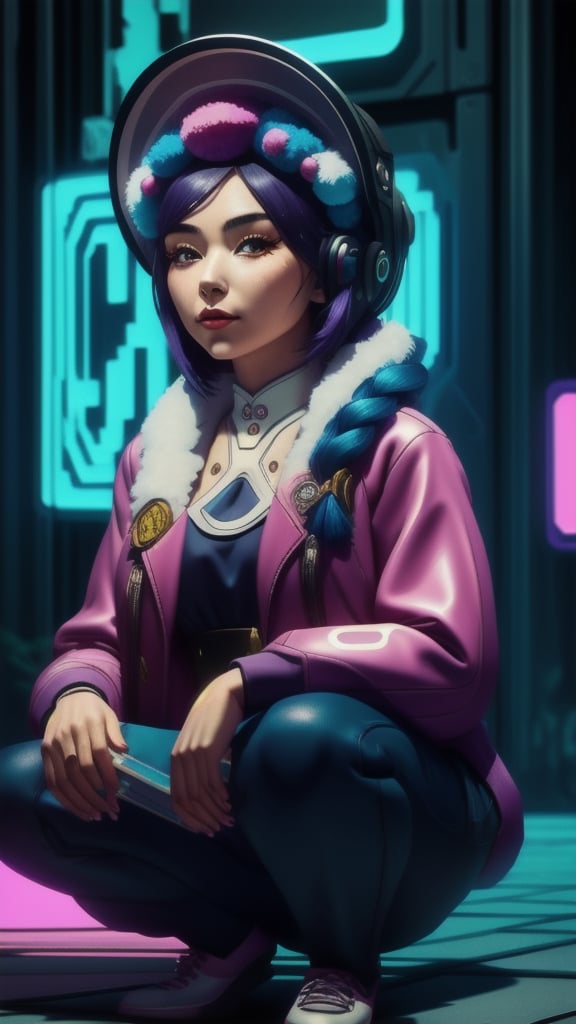 best quality, masterpiece, (detailed:1.2), 1girl, mona, squatting, cutesie, witch hat, science fiction, cyberpunk, purple hair, chromatic aberration, outdoors, city, crowd, faceless crowd","wallpaper, 1boy, solo, male focus, tattoo, monochrome, cyberpunk, (chromatic aberration), detailed background, mechanical parts, cable, indoors,pixel art,yunjindef