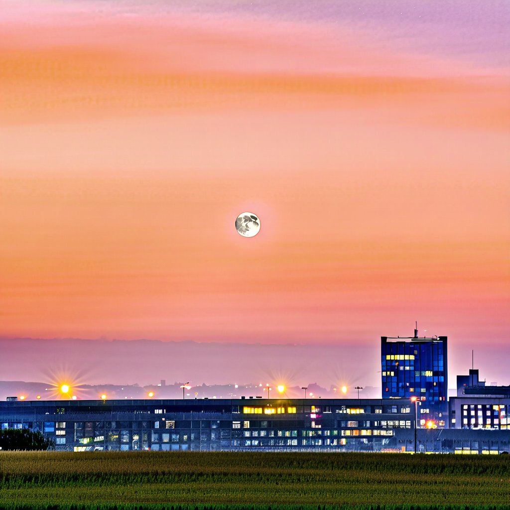 city, night, moon, sky, dirt,