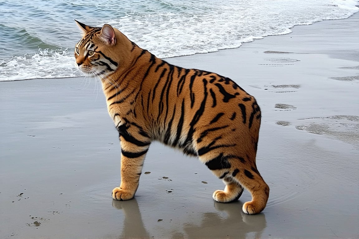 Wow, that's one majestic cat! It's almost like a tiger and a domestic cat had a super cool fusion. wearing tiger slippers And about that '110', maybe it's part of a top-secret feline mission?