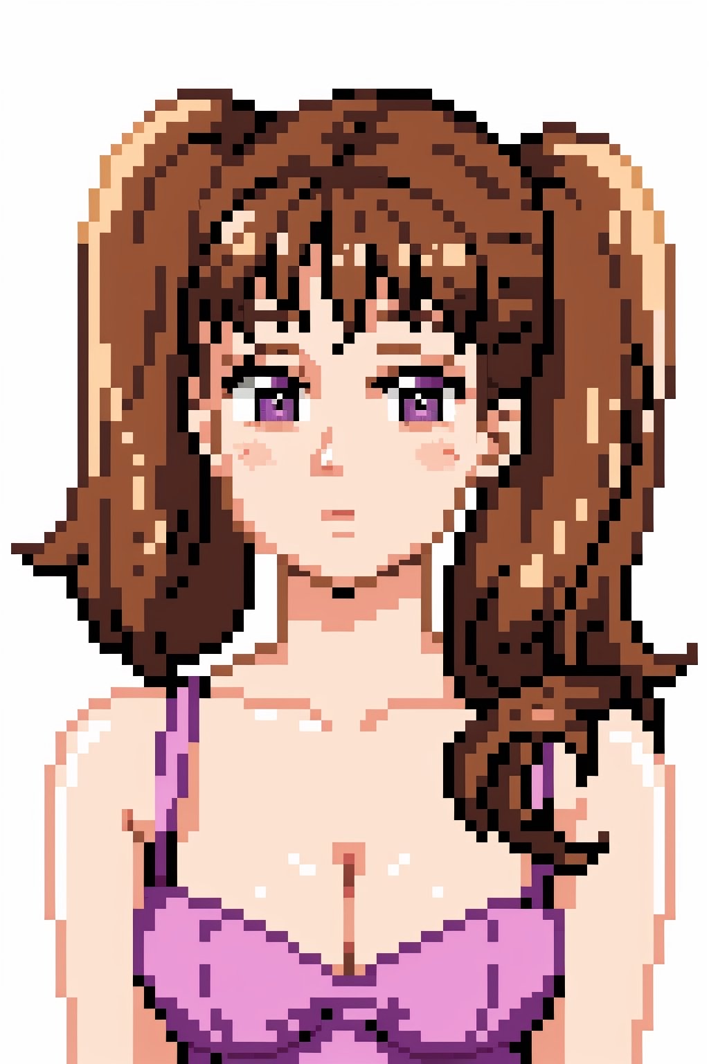 Diane, twintails, brown hair, purple eyes. 
Beautiful and sexy. high realistic 