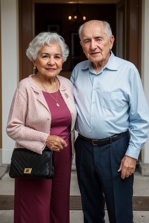 (a 80 year old Latina woman named Rosa) with (a 80 year old Irish American man named Zach) 