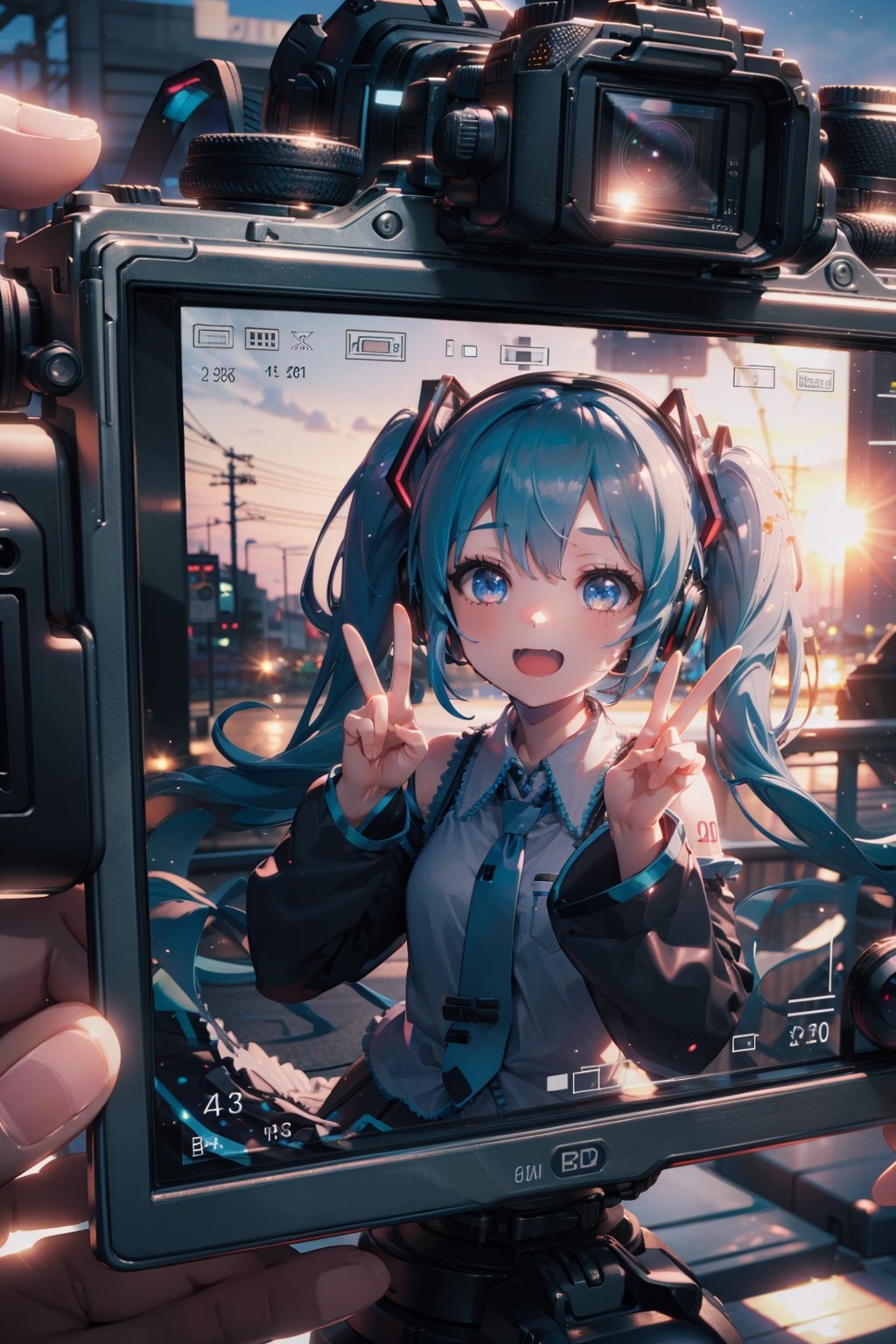 IncrsViewFinder,pov, viewfinder,1girl,hatsune miku,upper body, v,masterpiece, high quality, best quality, highres