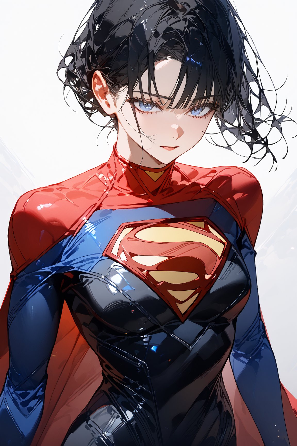 SCORE_9, SCORE_8_UP, SCORE_7_UP, SCORE_6_UP,

MASTERPIECE, BEST QUALITY, HIGH QUALITY, 
HIGHRES, ABSURDRES, PERFECT COMPOSITION,
INTRICATE DETAILS, ULTRA-DETAILED,
PERFECT FACE, PERFECT EYES,
NEWEST, AESTHETIC,

1girl, standing, skin_tight, SuperGirl, (black hair:1.4), simple_background, white_background, medium_breasts, 
(black clothing:1.4), bodysuit