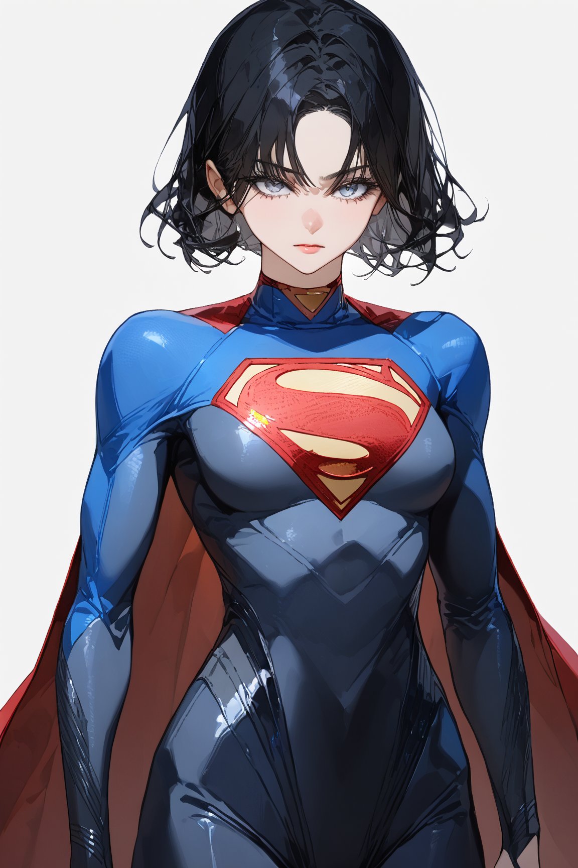 SCORE_9, SCORE_8_UP, SCORE_7_UP, SCORE_6_UP,

MASTERPIECE, BEST QUALITY, HIGH QUALITY, 
HIGHRES, ABSURDRES, PERFECT COMPOSITION,
INTRICATE DETAILS, ULTRA-DETAILED,
PERFECT FACE, PERFECT EYES,
NEWEST, AESTHETIC,

1girl, standing, skin_tight, SuperGirl, (black hair:1.4), simple_background, white_background, medium_breasts, 
(black clothing:1.4), bodysuit