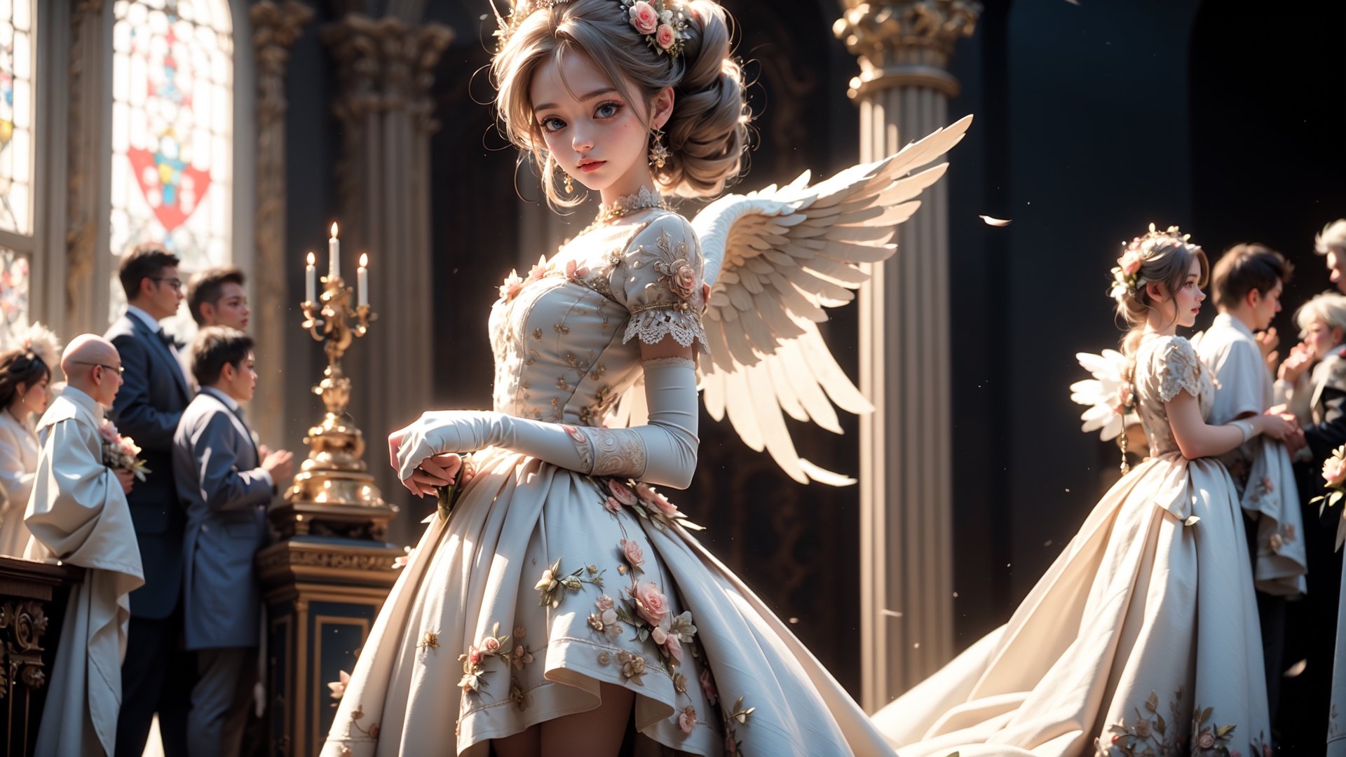 RAW photo, extremely delicate and beautiful, masterpiece, Best Quality, ultra high resolution, 16k, hyperrealistic, ultra-detailed, Very detailed CG 8k wallpaper, (best quality),(extremely intricate), (realistic), (sharp focus), (cinematic lighting), (extremely detailed), 

The girl angel warrior stands tall, her dual swords raised in the air. Her swords are long and slender, with blades that glow with a holy light. 

he archangel, standing aloft with thousands of angels, stands with his sword aloft.

She is wearing gleaming white armor, and 8 Angel Wings  are spread wide. She has a determined expression on her face, and her eyes are ablaze with determination. 

The girl angel warrior is not afraid. She has faced many challenges in her life, but she has always emerged victorious. She knows that she is fighting for what is right, and that gives her the strength to persevere. The girl angel warrior swings her swords, and the air crackles with energy. She is a force to be reckoned with, and her enemies should beware. Here is a more specific example of dual swords that the girl angel warrior could use: A pair of long, slender swords with silver blades and golden hilts. The blades are engraved with ancient runes that glow with a holy light. The hilts are shaped like a pair of angel wings, and they are encrusted with precious gems. These swords are not only beautiful, but they are also incredibly powerful. They are said to have been forged by a master swordsmith in the fires of heaven, and that they are imbued with the power of the angels. The girl angel warrior is the only one who can wield these swords to their full potential. She is a chosen one, and she has been entrusted with the task of protecting the innocent and fighting evil. With her dual swords in hand, the girl angel warrior is a unstoppable force. She is a champion of justice and a protector of the innocent. She is a beacon of hope in a world that is often dark and dangerous.,

Dragon armor, dragon slayer, dragon sword, the heavenly palace, the high-heaven palace, the angels preparing for battle, grant hall, shimmer lighting, black and white, cross bokeh,  soft focus background, vast view, 3d, midjourney ,no_humans, Dreamscape,Dragon Tattoo, Red Dragon Tattoo on the Arm, 

Beautiful Lighting, Perfect Lightning, Realistic Shadows, perfect anatomy, super Detailed skin, perfect figure,early 20s, pretty, sexy, highly detailed cute face, very large breast, voluminous breast, hourglass body shape, narrow waist, 

very small head, handsome detailed woman, very detailed eyes and face, realistic face proportions, Stunning detailed eyes, Realistic beautiful face, very small face, Realistic beautiful eyes, makeup, earring, bare legs, beautiful and very shiny thin legs, beautiful and very thin thighs,

Cute girl, long curly blonde hair, a pure white dress, blue eyes, fabulous white see-through korea-style clothes with complex patterns, see-through lace, (see-through mesh stockings), long heel, jewelry and jewelry, floating silk ribbons, masterpiece, high detail, complex and detailed background, in the background the space, a small a trickle, early morning, dew on the leaves, a light fog has almost dissipated, a mystical atmosphere, volumetric lighting, thin with a graceful figure,

 low contrast, rooftop, ancient korea, dynamic move, at night, landscape photo, ,dragon ear, gullveig, fullbody,huoshen,mecha
,fireman,mecha,mecha musume, angel, wings,iron, metal, eight-wing archangel, 8 Angel Wings,

nude, eight-body figure, 

gang bang, breasts exposure,  female genital, no hair in the genitalia, caress one's genital organs, Orgasm, squeeze one's chest, sunshine, naked, sex, missionary position, (suffering:1.3), (eyes_open), tear, (Squirming:1.2), (facing viewer), 2 girls, girls kissing, 

,fate/stay background,4rmorbre4k,EpicSky,marb1e4rmor,hdsrmr,spartanspartanarmor,blessedtech,wedding dress,after shower towel wrapped,weddingdress