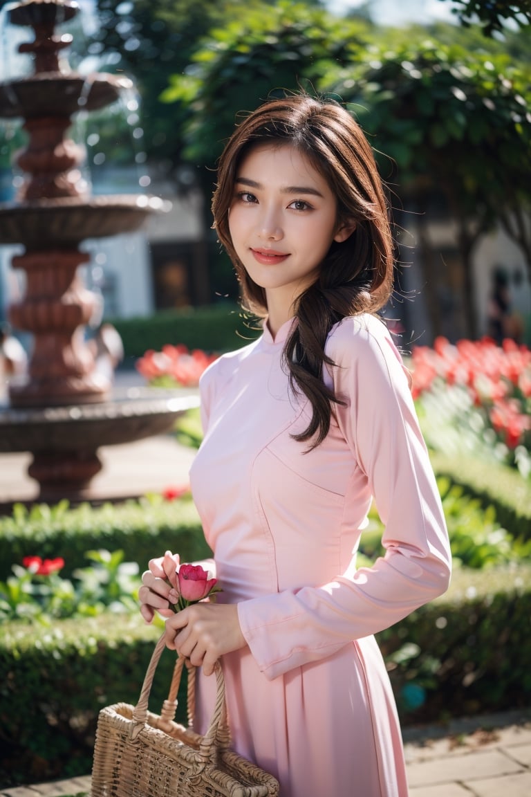 aodai, (smile) photographed on a Sony A7 IV Mirrorless Camera,135mm F/1.8 wide-angle
a woman in a pink dress is pushing a bicycle with flowers in it and a (basket of flowers) on the back, Ding Yunpeng, phuoc quan, a stock photo, art photography
a woman in a white dress holding a bouquet of flowers in a garden with a bench and fountain in the background, Byeon Sang-byeok, portrait photography, a stock photo, art photography
1girl, aodai, photo art, (flowers:1.2), tree, , a stunning photo with beautiful saturation, ultra high res,(realistic:1.4)),deep shadow,(best quality, masterpiece), pale skin, dimly lit, shade, flustered, blush, highly detailed, skinny, BREAK depth of field, film grain, wrinkled skin, looking at viewer, knee, warm smile, ,girlvn03,realhands