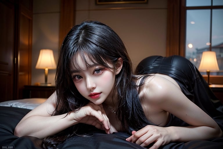 black hair, black eyes, seductive pose, tempting, nsfw, photorealistic:1.37, masterpiece, best quality, raw photo, absurdres, uhd