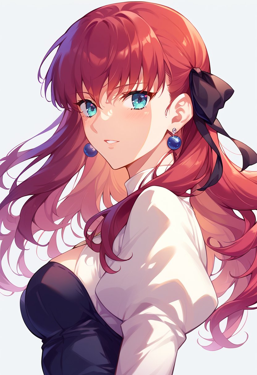 score_9, score_8_up, score_7_up, source_anime, earrings, hair ribbon, long hair, fate stay night Scáthach, sexy pose.