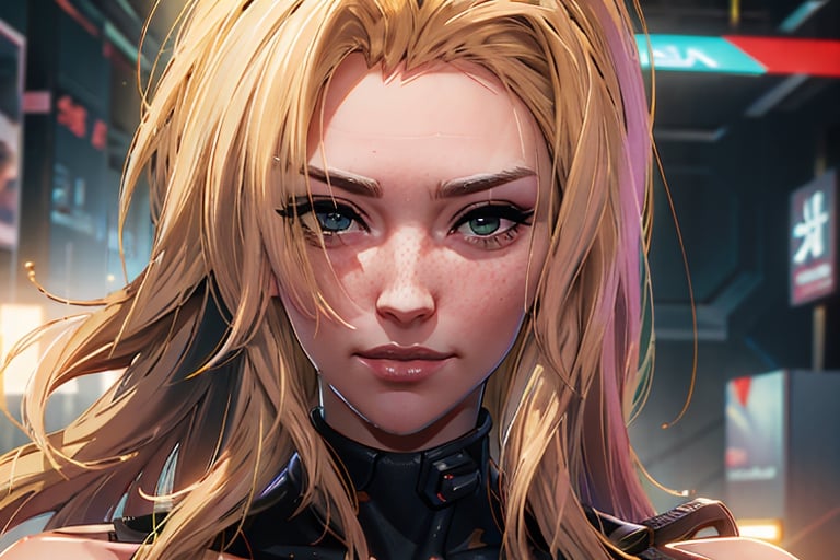 Alt, Cyberpunk, blonde hair, close up, smile