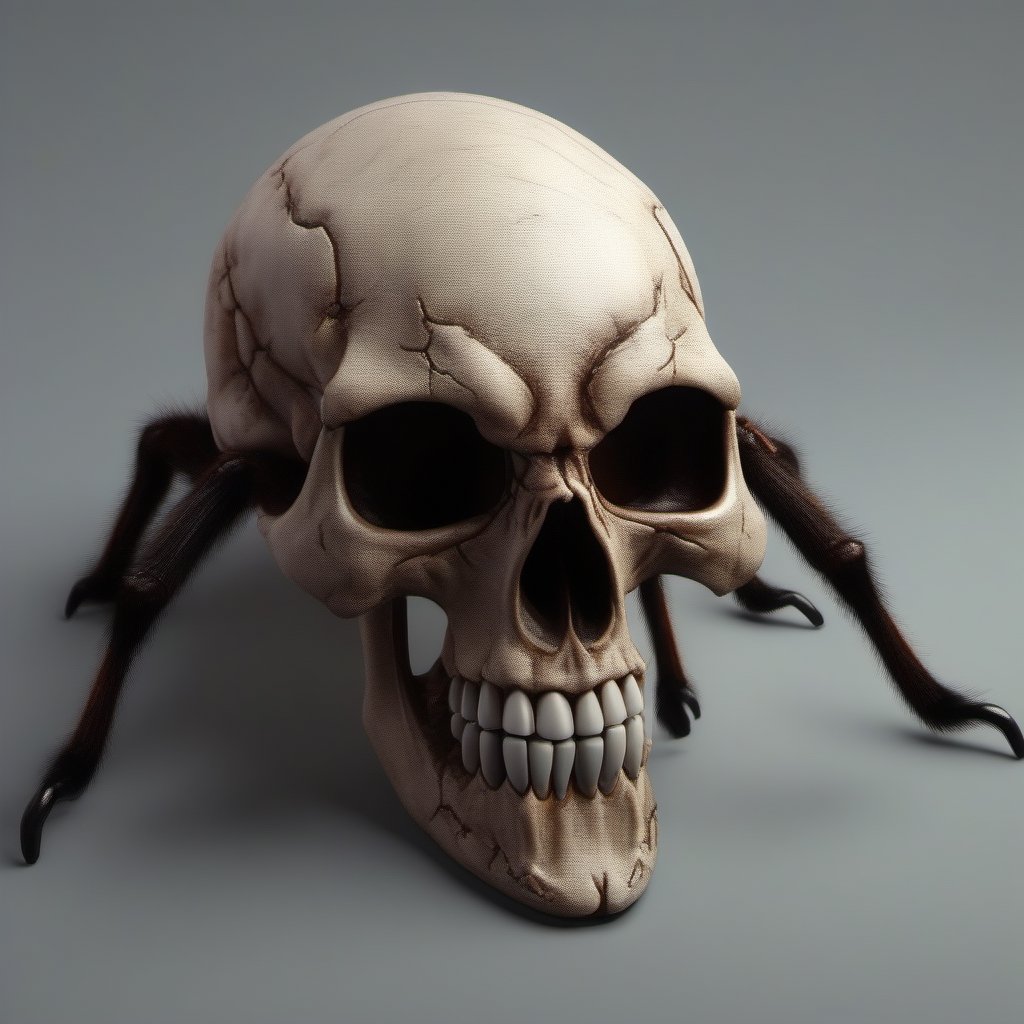 a tarantula half skull, halloween night, halloween, horror, realistic, 3d, good quality