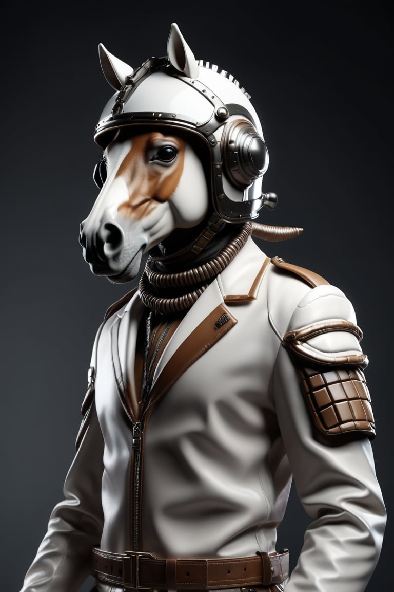 Futuristic pilot with Chess horse helmet