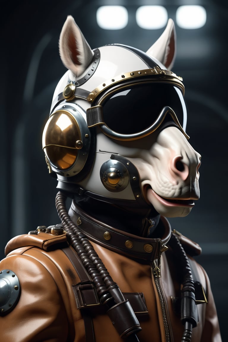 Futuristic pilot with Chess horse helmet