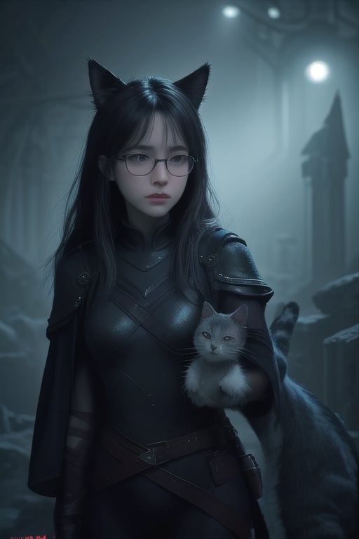 cat + glasses, cynematic light, futuristic, epic fantasy, 8k,<lora:659111690174031528:1.0>