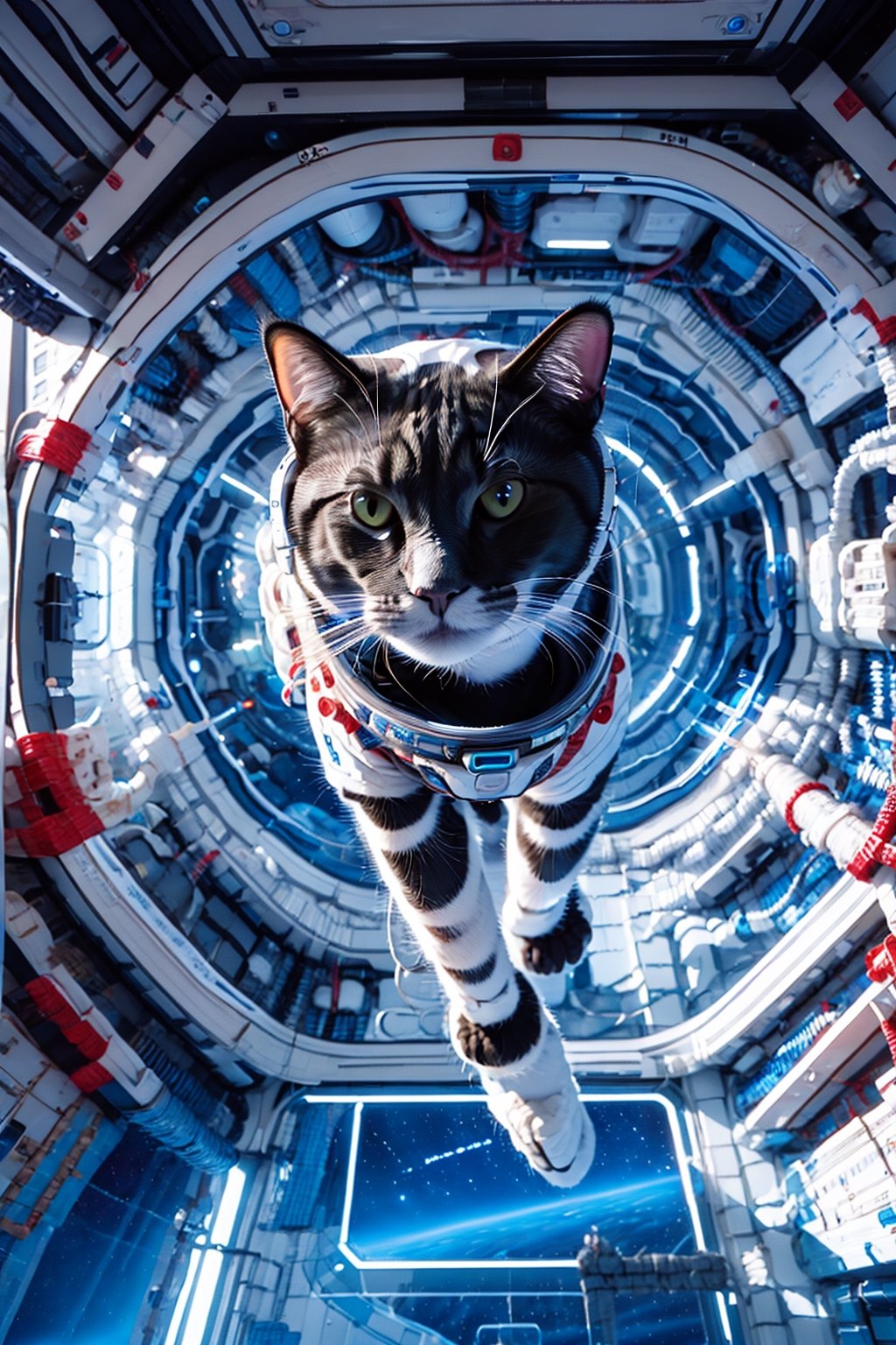 cat in astronaut suit, realistic, high quality, on a space base, bing_astronaut,bing_astronaut