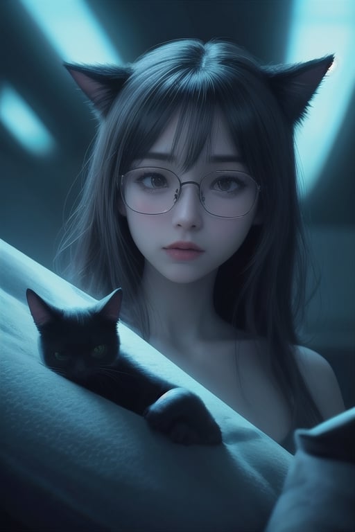 cat + glasses, cynematic light, futuristic, epic fantasy, 8k,<lora:659111690174031528:1.0>