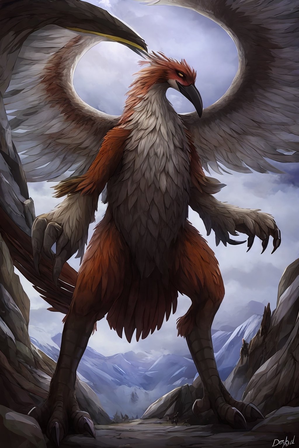 EPIC, Opium bird, standing, feathers, white feathers, bird, birdman, humanoid, bird head, with extremely long beak, long beak, long mouth, full body, bird legs, bird arms, sinister, terrifying, beautiful , ragged, wide body, fat

High quality, HD, 4kHD, cinematic, atmospheric, realistic, ultra-realistic
snow, mountain, cloudy, gray sky, dark clouds
Detail,lora:largebulg1-000012:1,AIDA_NH_humans,Pixel art,lora:largebulg1-000012:1,lora:largebulg1-000012:1