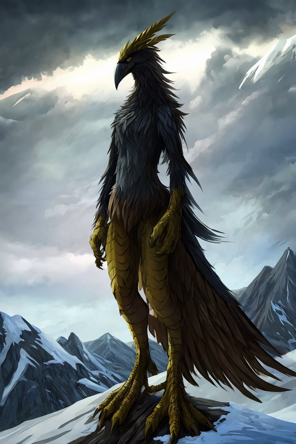 EPIC, Opium bird, standing, feathers, white feathers, bird, birdman, humanoid, bird head, with extremely long beak, long beak, long mouth, full body, bird legs, bird arms, sinister, terrifying, beautiful , ragged, wide body, fat

High quality, HD, 4kHD, cinematic, atmospheric, realistic, ultra-realistic
snow, mountain, cloudy, gray sky, dark clouds
Detail,lora:largebulg1-000012:1,AIDA_NH_humans,Pixel art,lora:largebulg1-000012:1,lora:largebulg1-000012:1