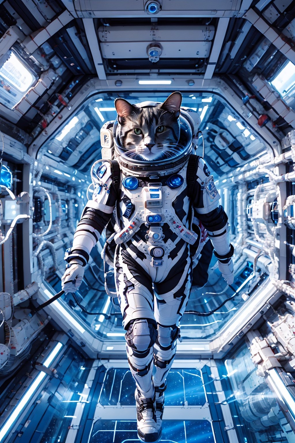 cat in astronaut suit, realistic, high quality, on a space base, bing_astronaut,bing_astronaut