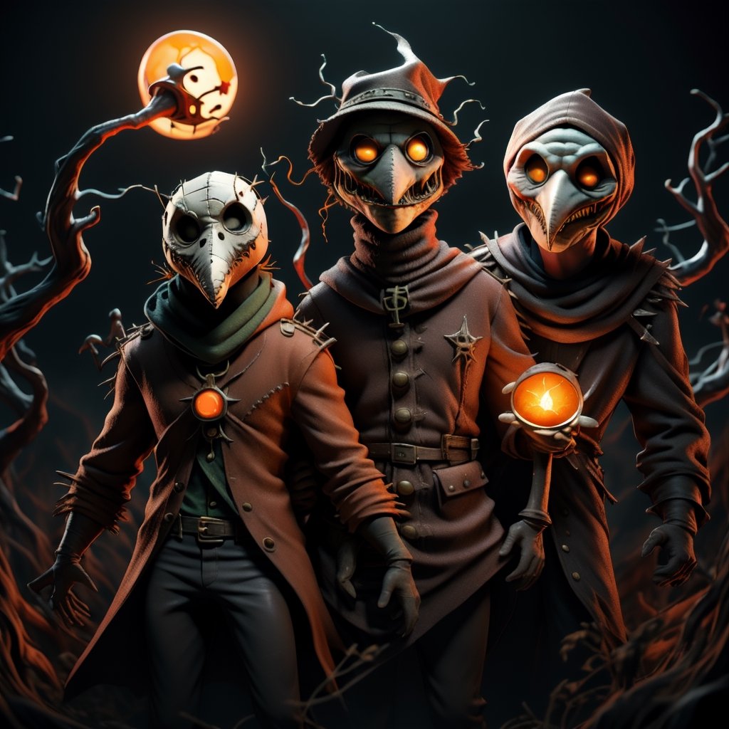 "death prophet" from Dota2 surrounded by her ghosts, glowing green eyes, full body shot, cinematic lighting, gloomy mood, horror,plague doctor,horror,Jack o 'Lantern, jack-o'-lantern monster, little elves with jack-o'-lantern heads, clash of clash, heterochromia,EpicArt,AGE REGRESSION,DonMG414