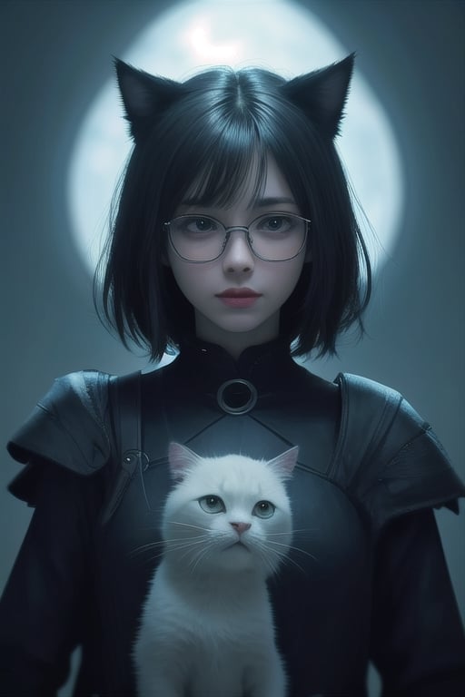 cat + glasses, cynematic light, futuristic, epic fantasy, 8k,<lora:659111690174031528:1.0>