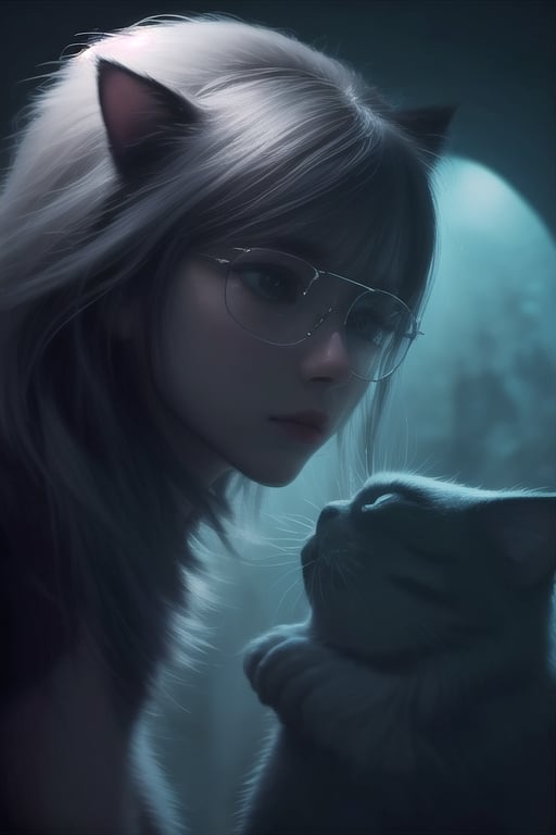 cat + glasses, cynematic light, futuristic, epic fantasy, 8k,<lora:659111690174031528:1.0>