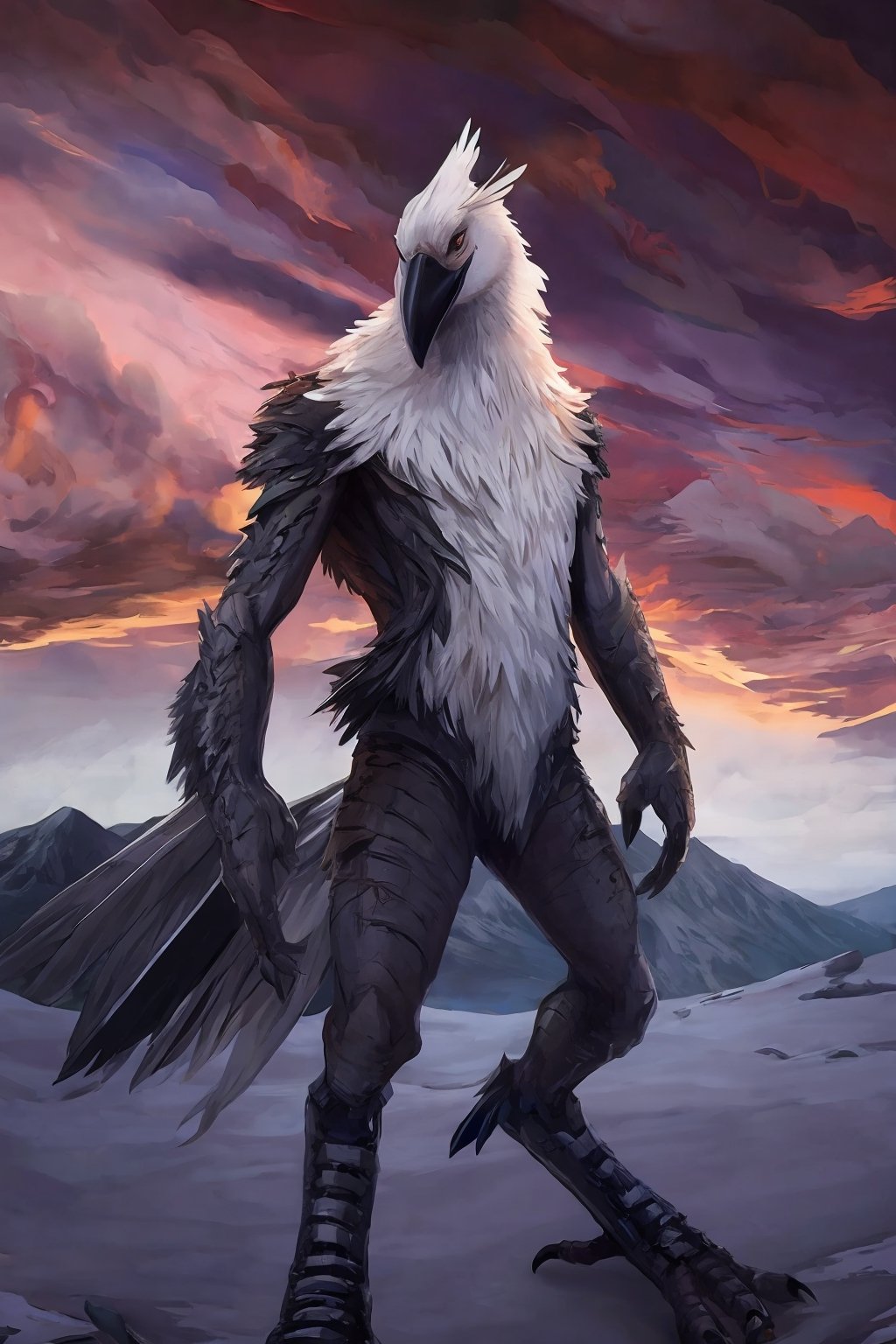 EPIC, Opium bird, standing, feathers, white feathers, bird, birdman, humanoid, bird head, with extremely long beak, long beak, long mouth, full body, bird legs, bird arms, sinister, terrifying, beautiful , ragged, wide body, fat

High quality, HD, 4kHD, cinematic, atmospheric, realistic, ultra-realistic
snow, mountain, cloudy, gray sky, dark clouds
Detail,lora:largebulg1-000012:1,AIDA_NH_humans,Pixel art,lora:largebulg1-000012:1,lora:largebulg1-000012:1