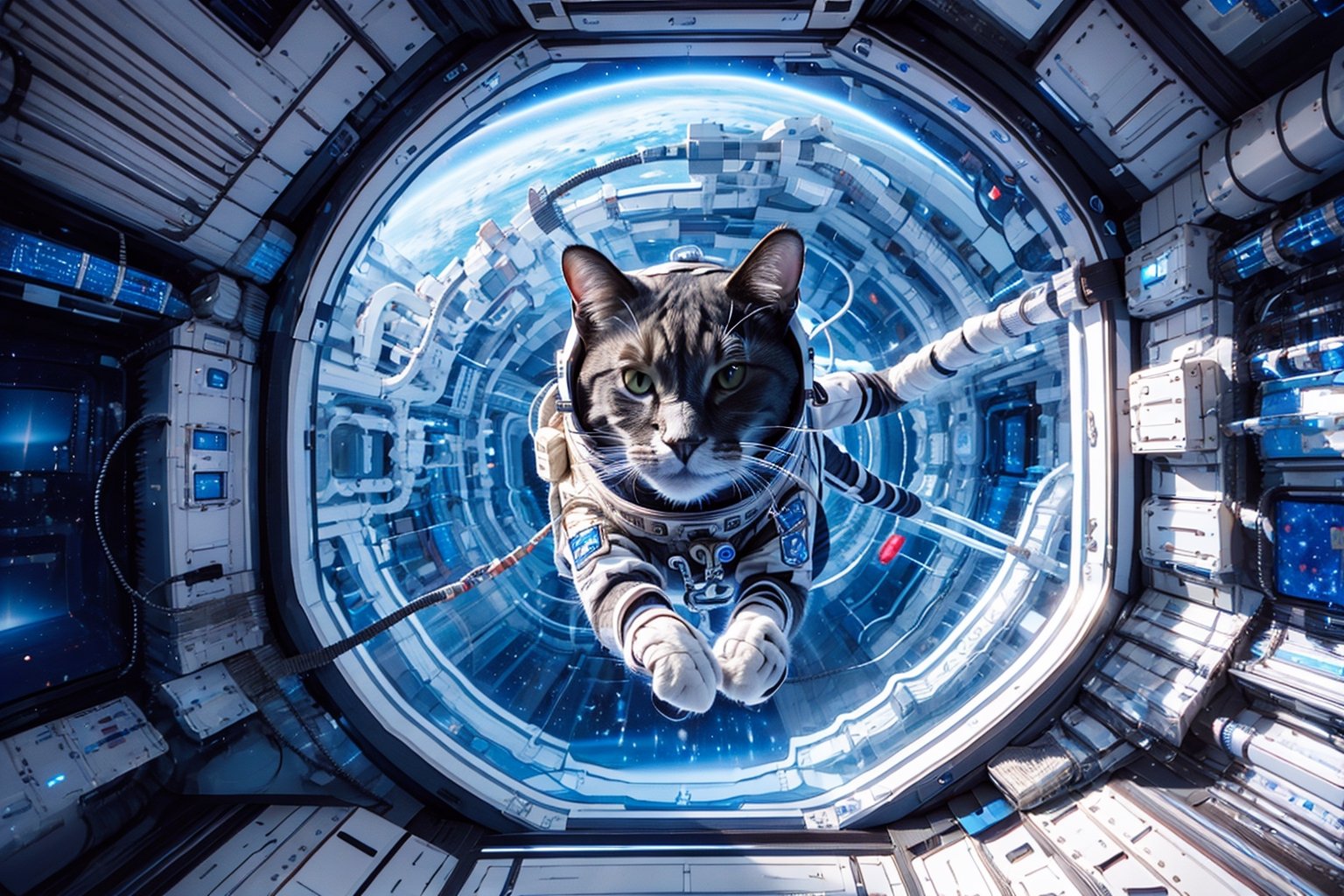 cat in astronaut suit, realistic, high quality, on a space base, bing_astronaut