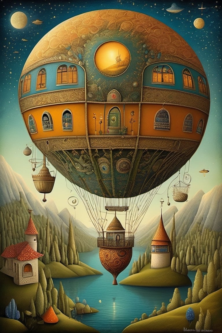 Neo surrealism, whimsical art, painting, fantasy, magical realism, bizarre art, pop surrealism, inspired by Remedios Var, Jacek Yerka and Gabriel Pacheco. Create an illustration of a kashmir song  Oh, let the sun beat down upon my face
And stars fill my dream
I'm a traveler of both time and space...