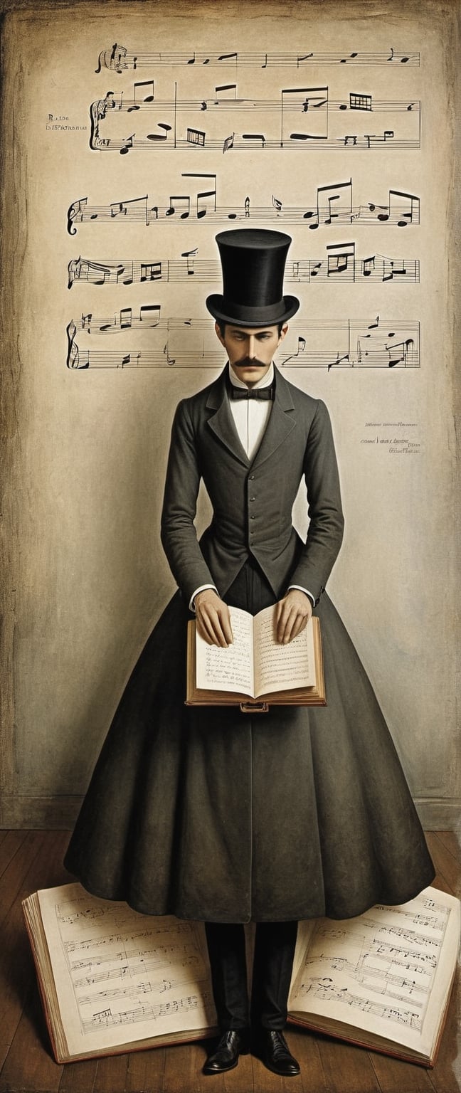 Neo Surrealism, by Gabriel Pacheco and Max Ernst,  painting of a Lyrics of song : Enjoy The Silence,  fantasy Victorian art, magical realism bizarre art, pop surrealism, whimsical art.