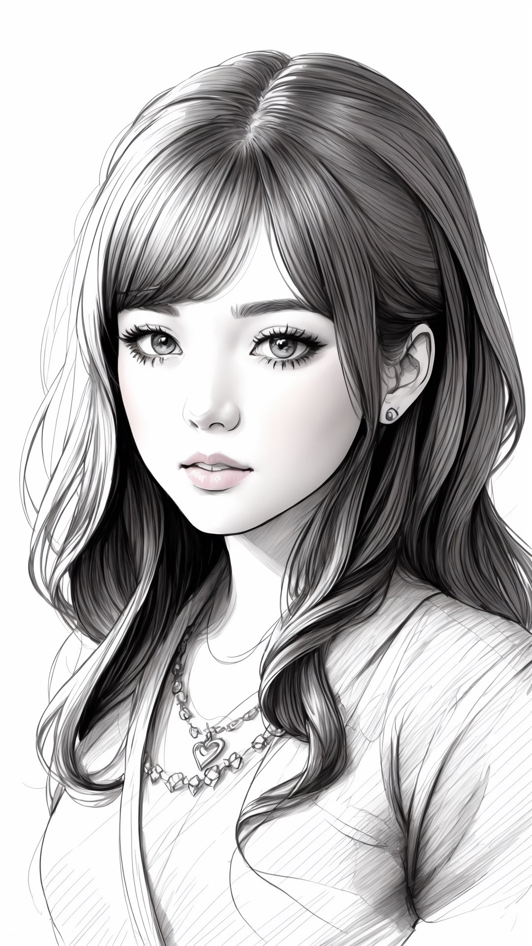 Woman, b/w outline art, full white, white background, coloring style, Sketch style, Sketch drawing,JeeSoo 