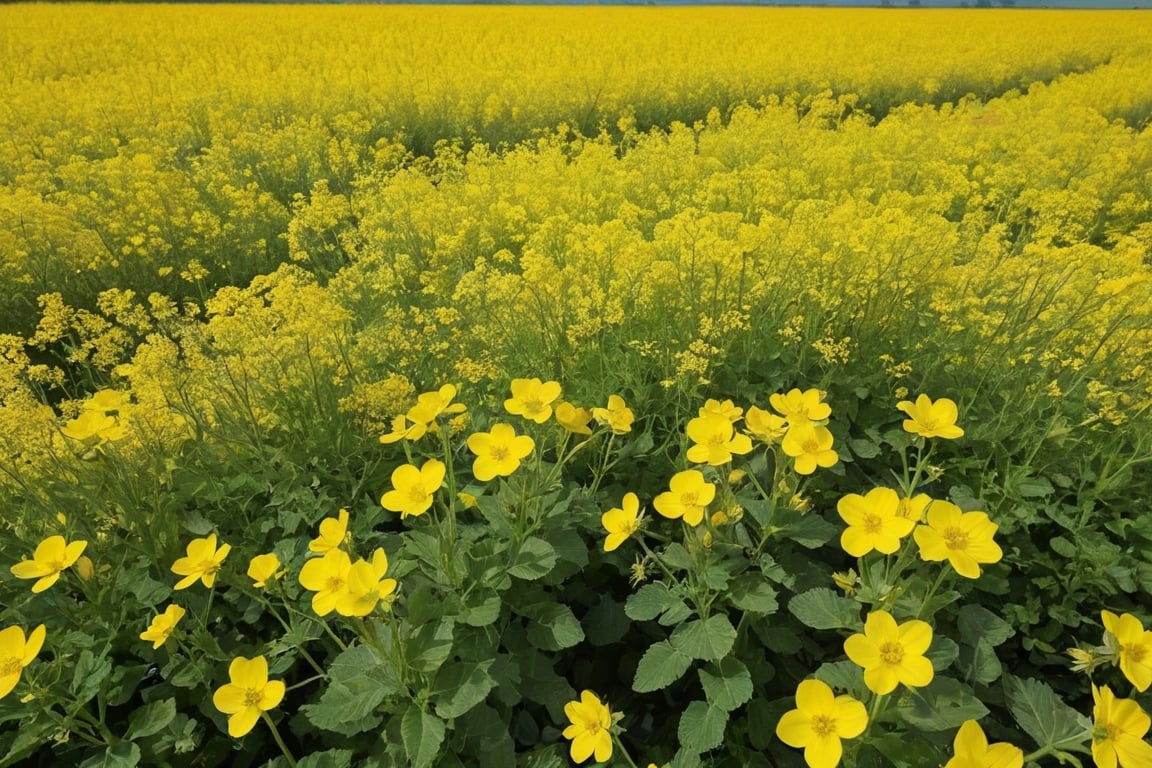 Rape flowers bloomed all at once in the field.

Ultra-clear, Ultra-detailed, ultra-realistic, ultra-close up, Prevent facial distortion,