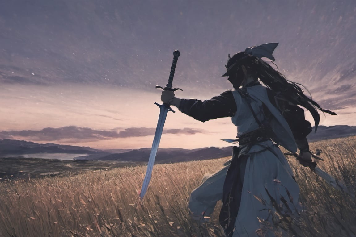 ((Silhouette1.8)). it's too dark, ((One swordsman and masked assassins:1.8, crescent moon, grass. Two swordsmen are fighting among the long grass in a meadow with a crescent moon as thin as an eyebrow on a very pitch-black night in all directions1.8)). ((A swordsman flies into the air, wraps his hands around the handle of his sword, and makes a 45-degree downward slash motion. Another swordsman is making an urgent move to block the sword of another swordsman coming down1.5)). jump up and slash the sword. About 10 Assassins surround them.
There is a bit of fog around, reflecting the blue light of the black crescent moon of the swordsman striking, showing even more urgency.
Silhouette, distant view, 8K, gloomy, solemn, urgent, scary, speed, birds flying away in surprise,Sketch