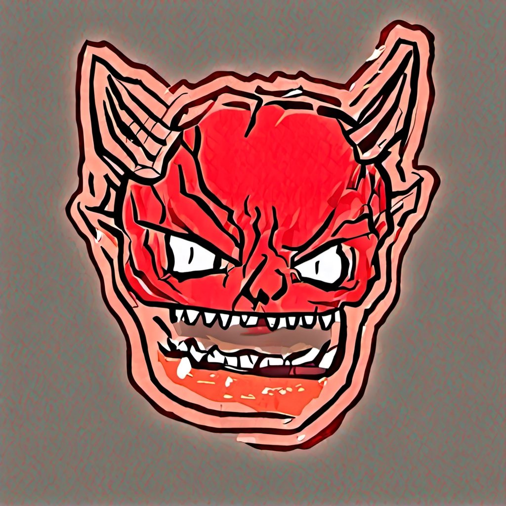 american cartoon, red satan, head, 2-dimension_animated, vector