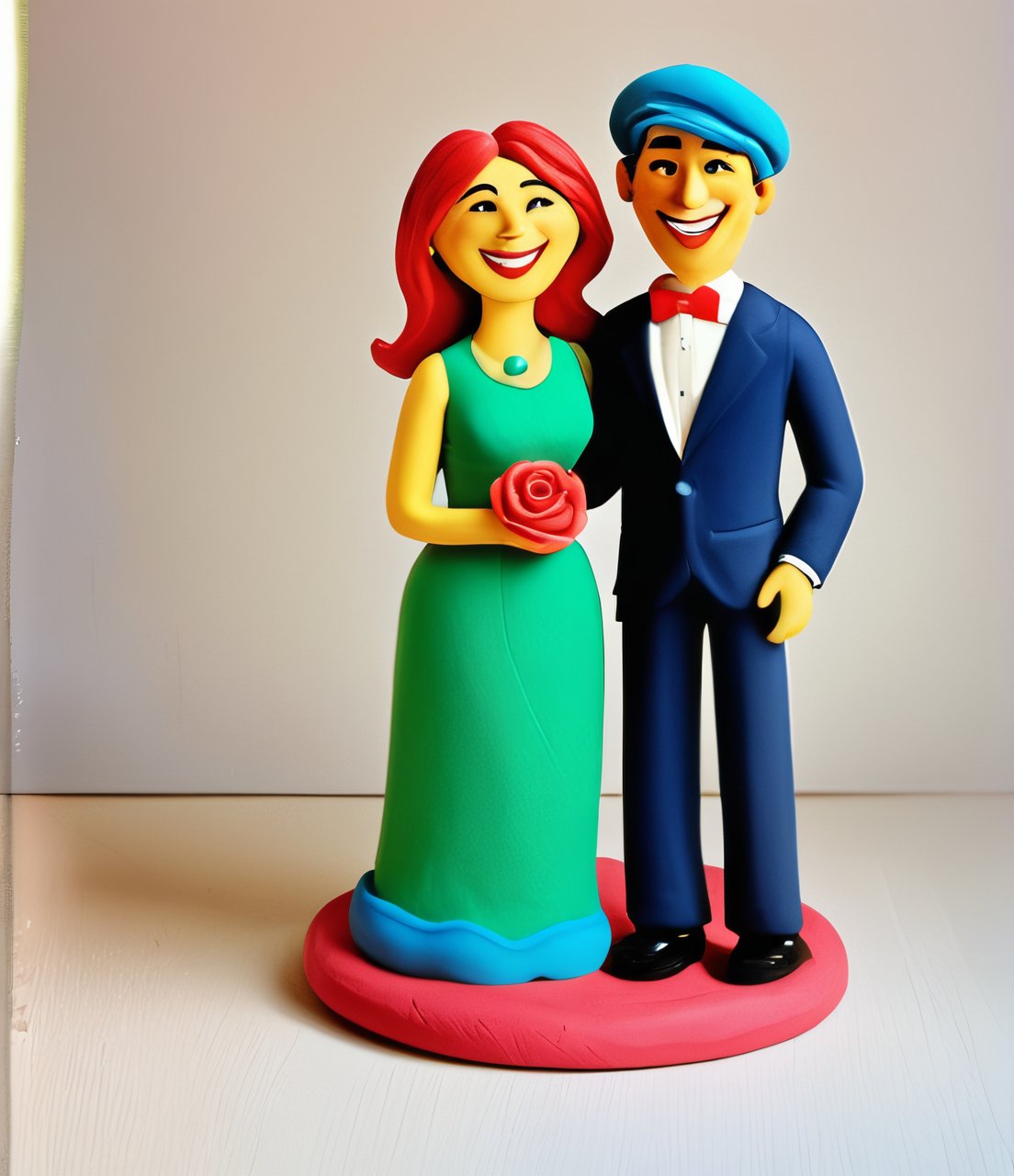 play-doh style a man with a woman, smile . sculpture, clay art, centered composition, Claymation