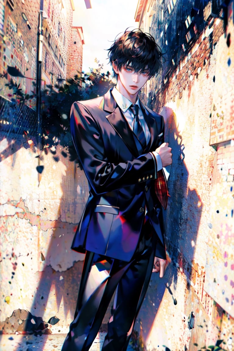 8k, (absurdres, highres, ultra detailed), 1 boy, EpicArt, school, blazer, school uniform, male high school student