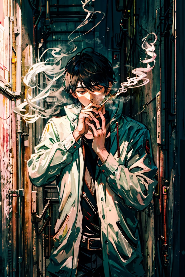 masterpiece, 1boy, smoke, smoking, better_hands