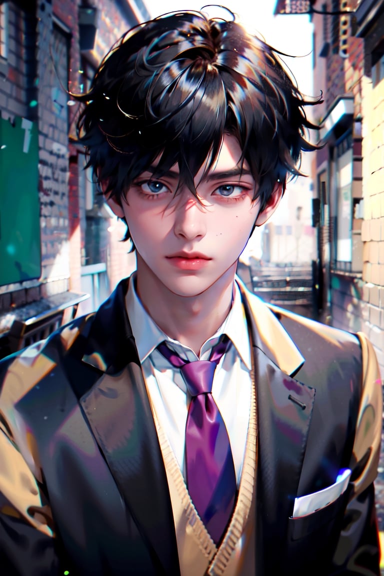 8k, (absurdres, highres, ultra detailed), 1 boy, EpicArt, school, blazer, school uniform, male high school student