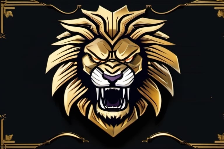 Logotype, Angry lion ,2d, logo, Gold,