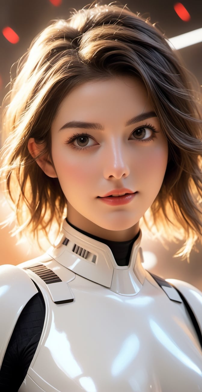 ((beautiful european girl:1.6)), starwars, storm trooper, empire soldier, tight black fullbody suit, black suit, white chest armor, white shoulder armor, white thigh armor, (short hair:1.3), focus, masterpiece, best quality, intricate detailed, Hyperrealistic, absurd res, mature woman, perspective, highly detailed, illustration, 1girl,  (A gorgeous european woman in the spaceship:1.3), symmetry face, sexually suggestive, (perfect hands), detailed fingers, beautiful detailed eyes, detailed background, perfect eyes, seductive eyes, small head, looking at the viewer, wide view, dynamic pose,, ,, smile, (oil shiny skin:1.3), (huge_boobs:2.6), willowy, chiseled, (hunky:2.2), body rotation -90 degree, (perfect anatomy, prefecthand, dress, long fingers, 4 fingers, 1 thumb), 9 head body lenth, dynamic sexy pose, breast apart, ((full body:0.6)), (artistic pose of a woman),DonMF43Dr4g0n ,chrometech,girl,surface imperfections,dripping paint,photo r3al,more detail XL,abstact,colorful